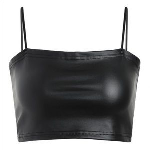 Faux Leather Cami Crop Top